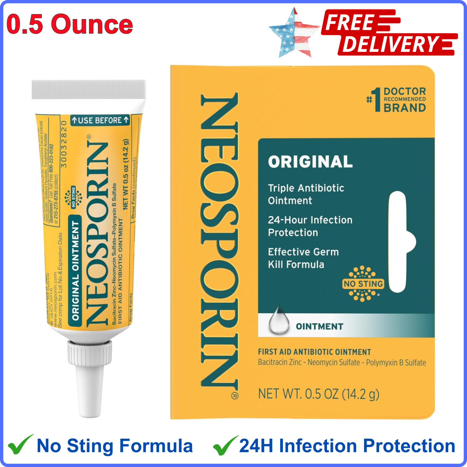 Neosporin Original First Aid Triple Antibiotic Ointment w Bacitracin Zinc, .5 oz