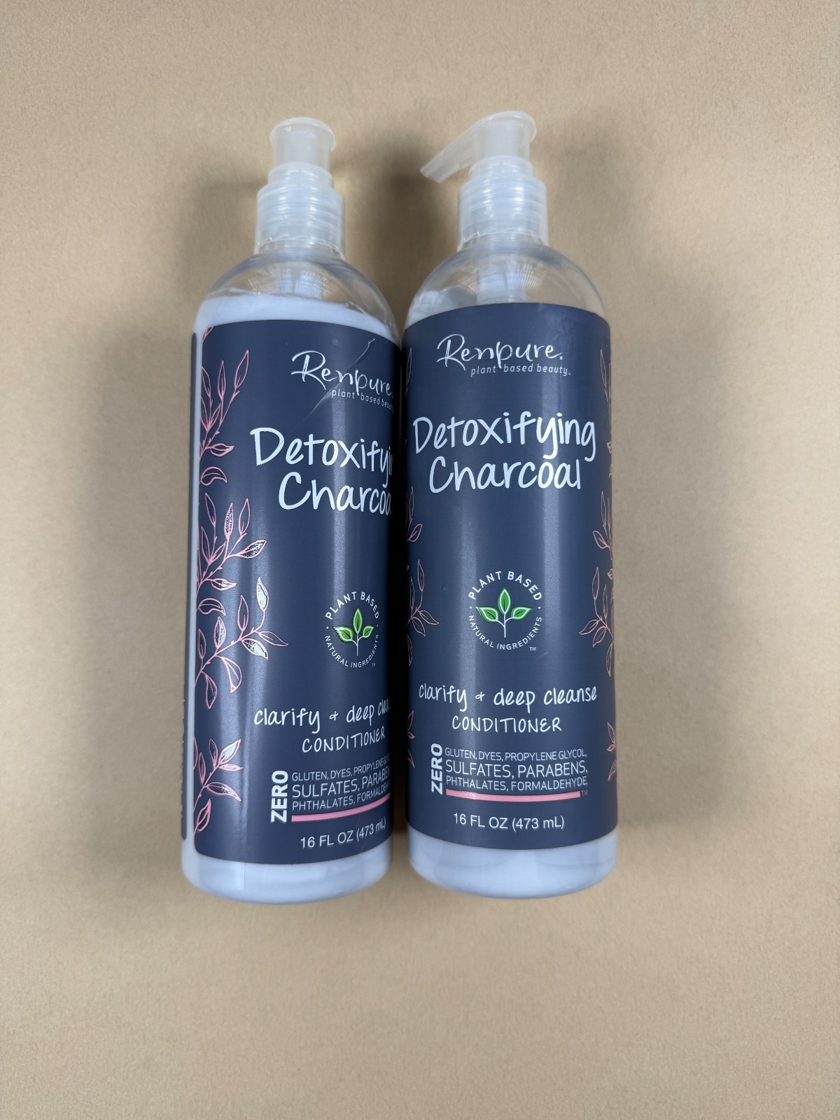Renpure Detoxifying Charcoal Conditioner 16 Fl Oz, Plant Based – Pack Of 2