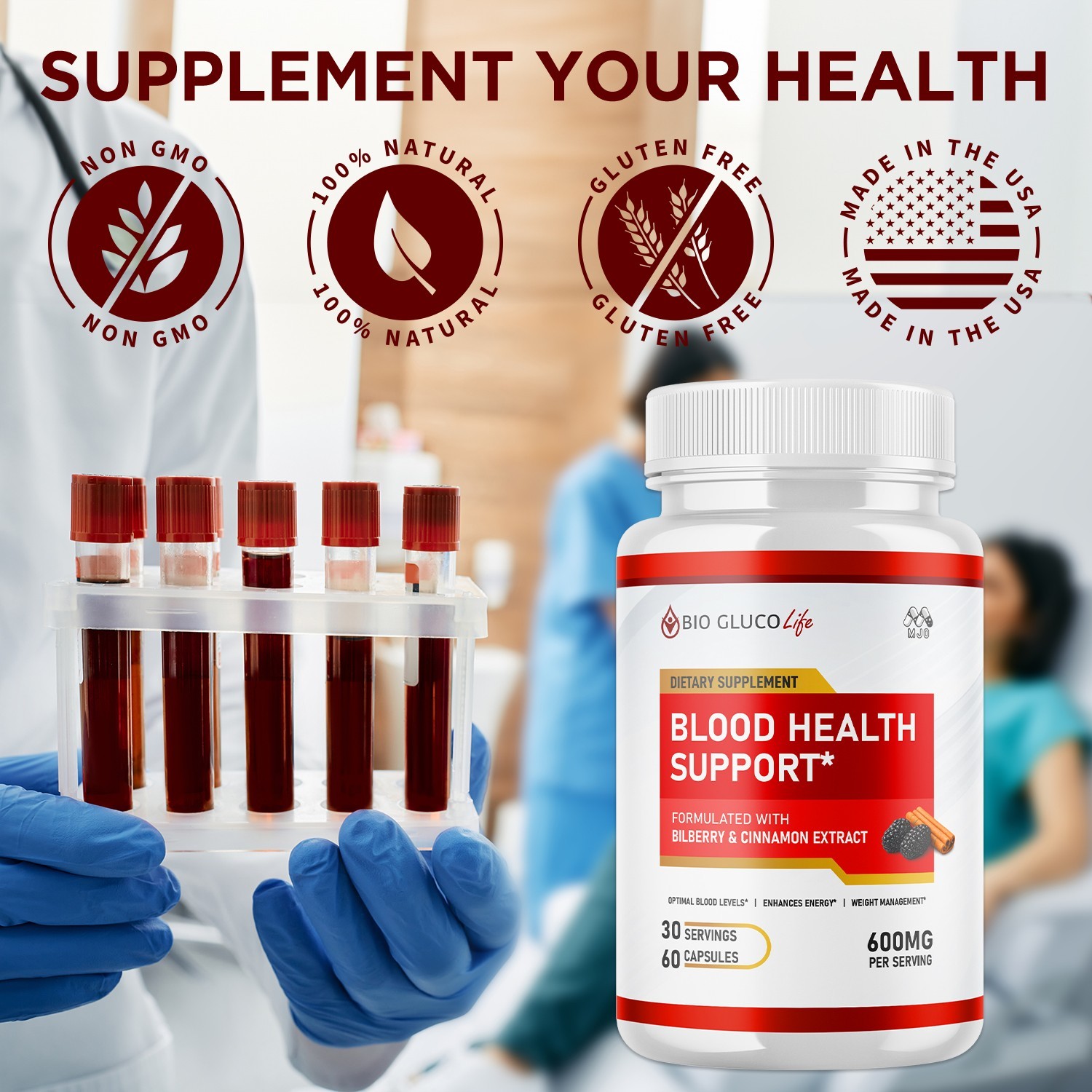 (2 Pack) Bio Gluco Life Advanced Support Blood Supplement 120 Capsules