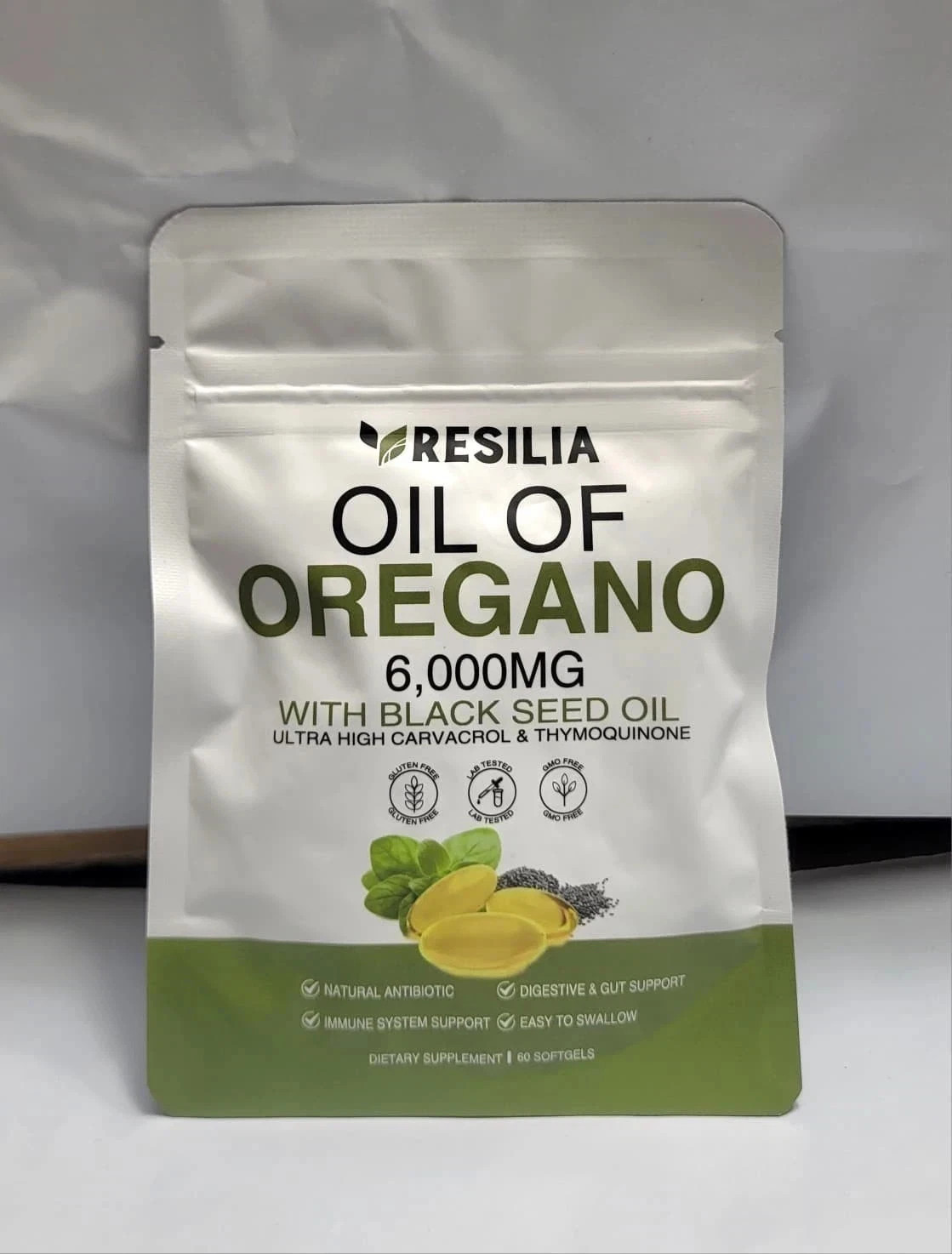 Resilia Oil of Oregano with Black Seed Oil 6000mg Softgels 60Ct Herbal Supplemet