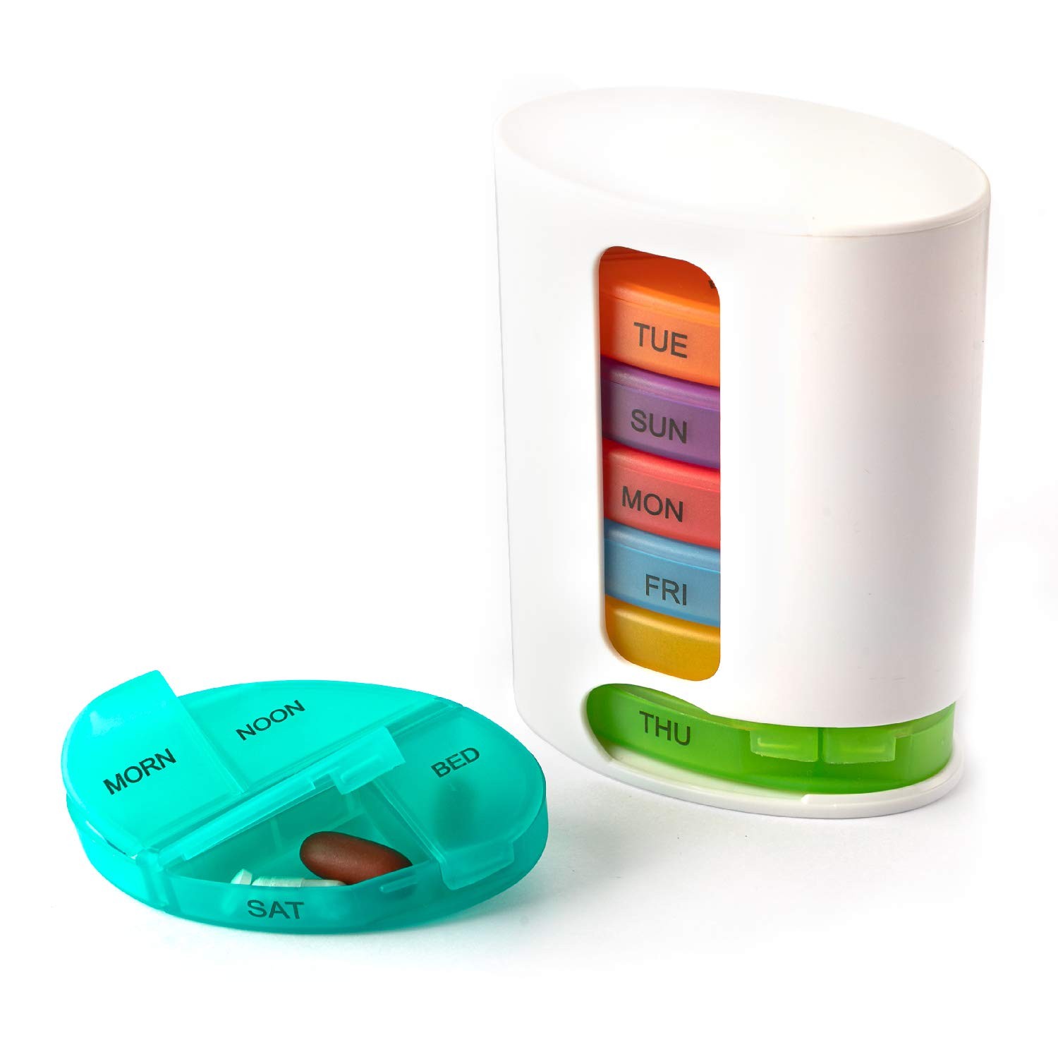 – Stackable Pill Organizer, 4 Times a Day Weekly Pill Box, 7 Day Medicine Dis…