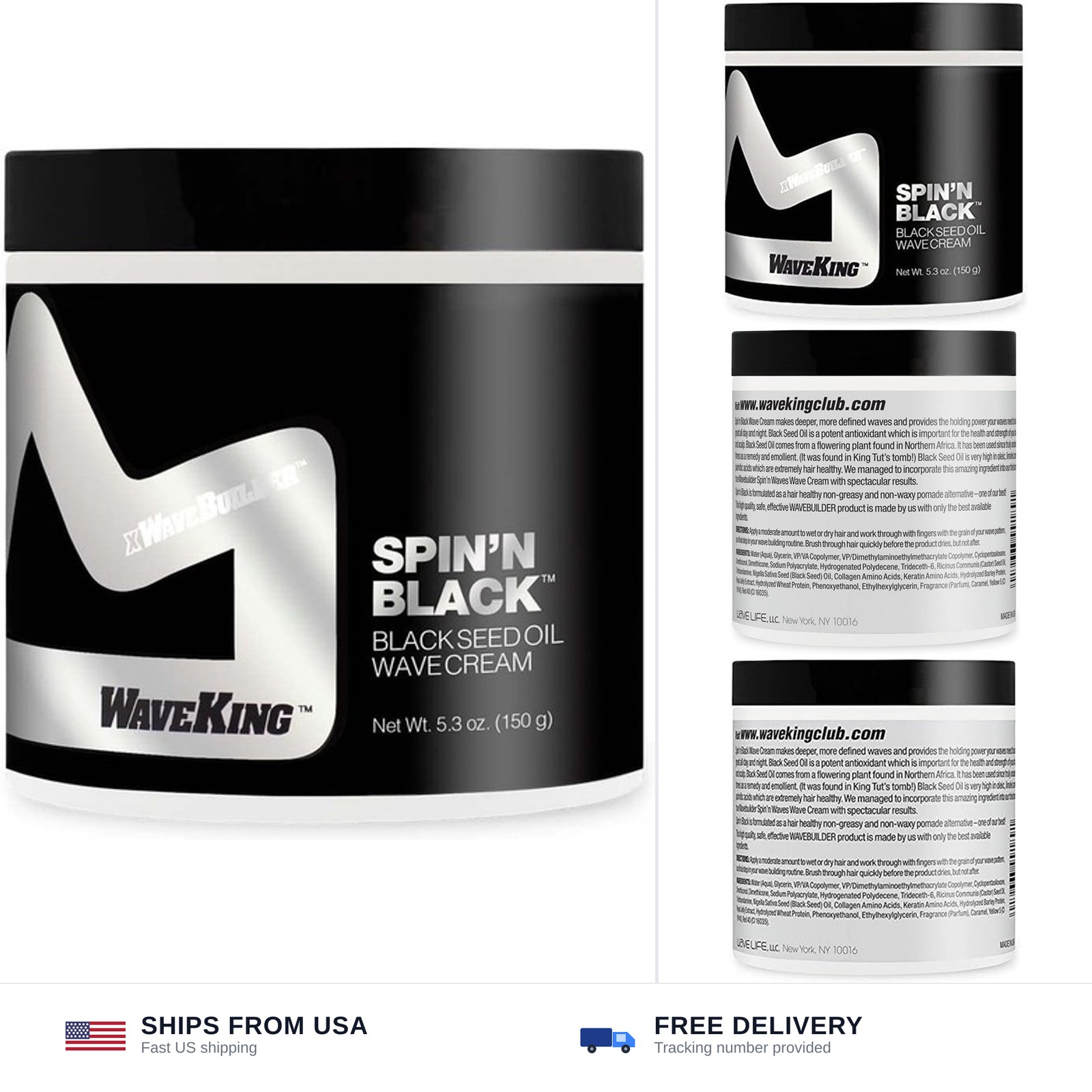 Wave King x Wavebuilder Spin’n Black Black Seed Oil Wave Cream