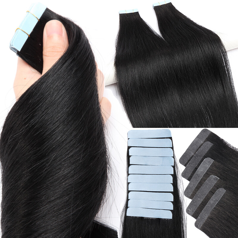 Invisible Tape In Hair Extensions 100% Real Remy Human Hair Seamless Skin Weft