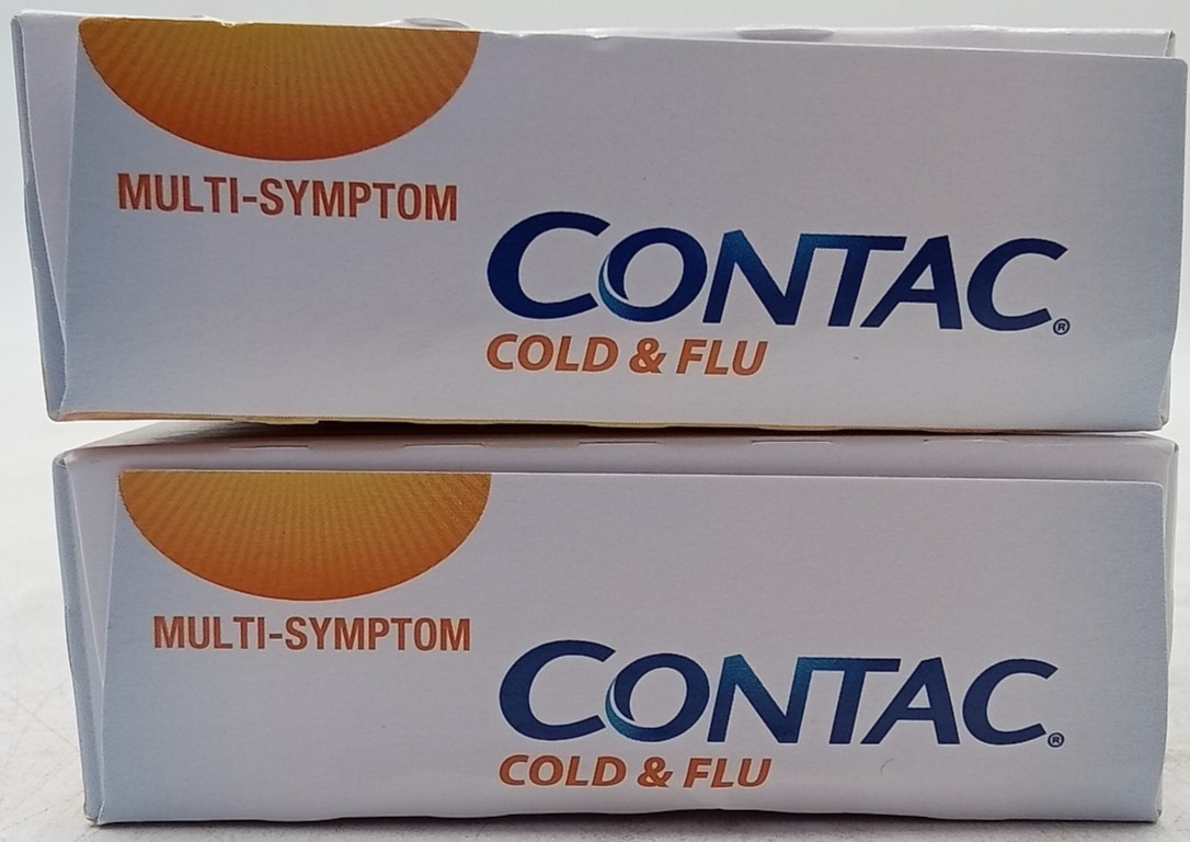 Contac Cold & Flu Medicine Powerful Multi-Symptom Relief Exp 11/26
