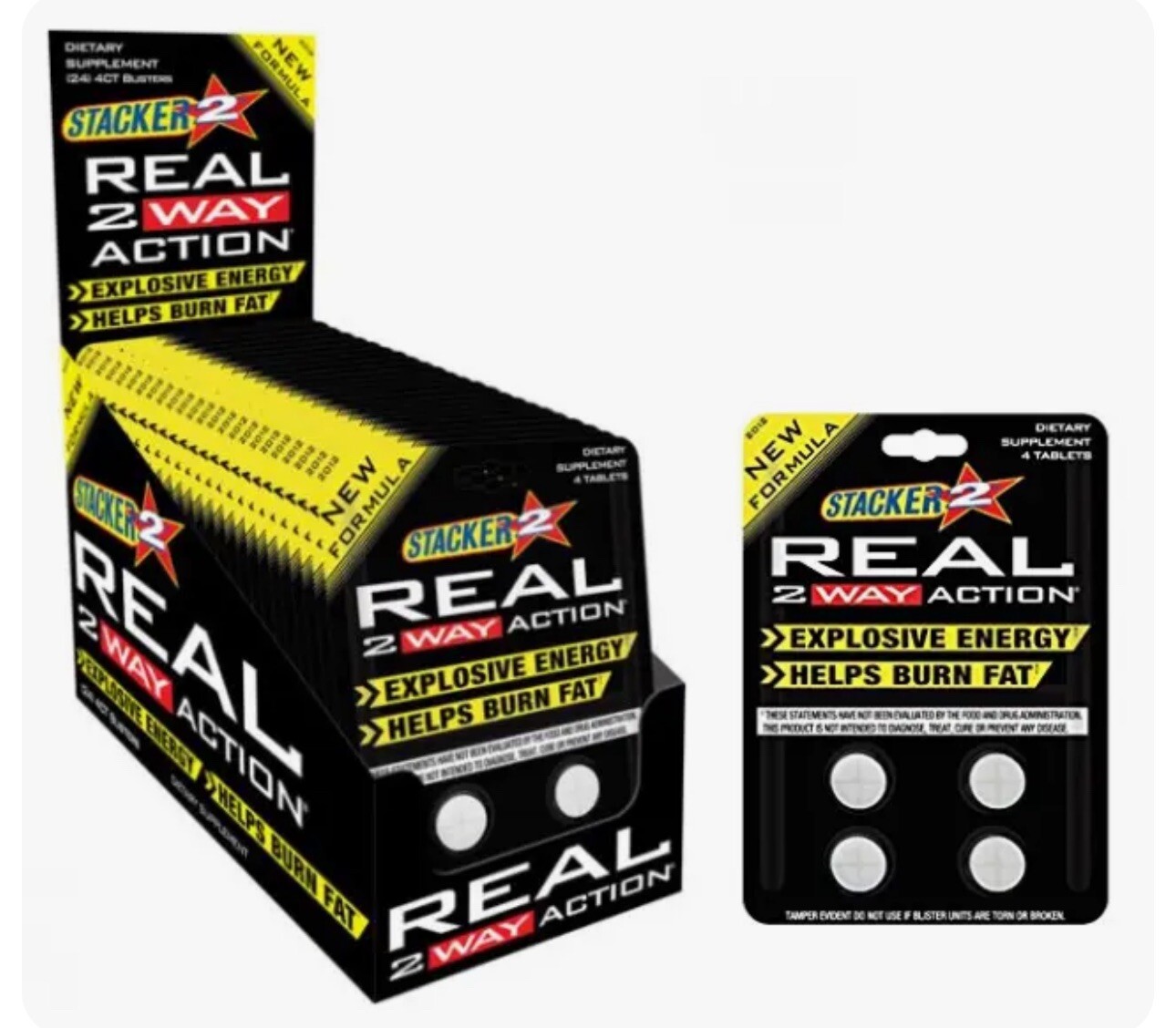 2 – 24ct Stacker REAL 2 Way Action Rapid Action Energy Weight Loss 48ct 192 Tabs