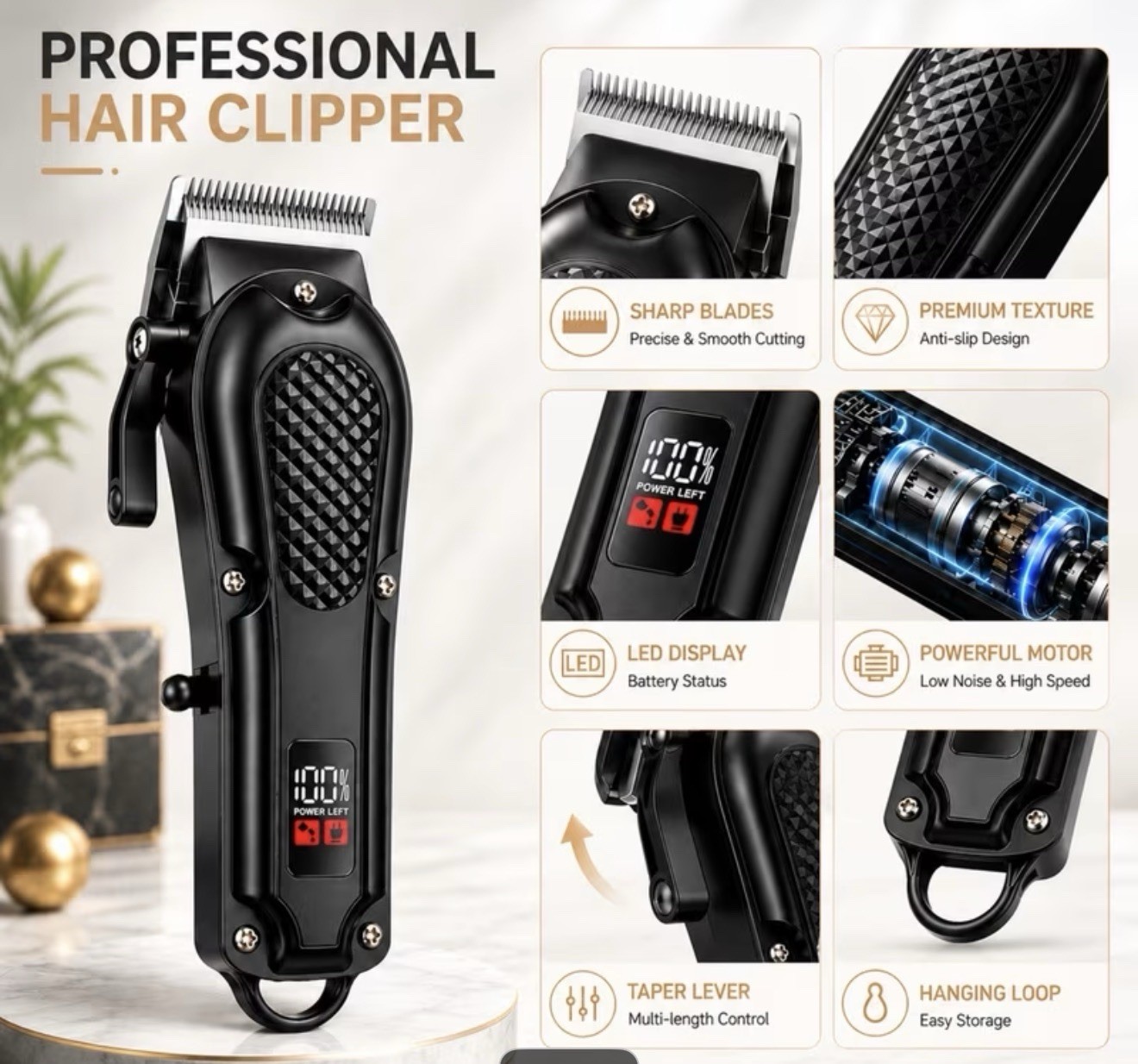 Rechargeable Electric Grooming Kit for precise trimming of hair, beard&mustache