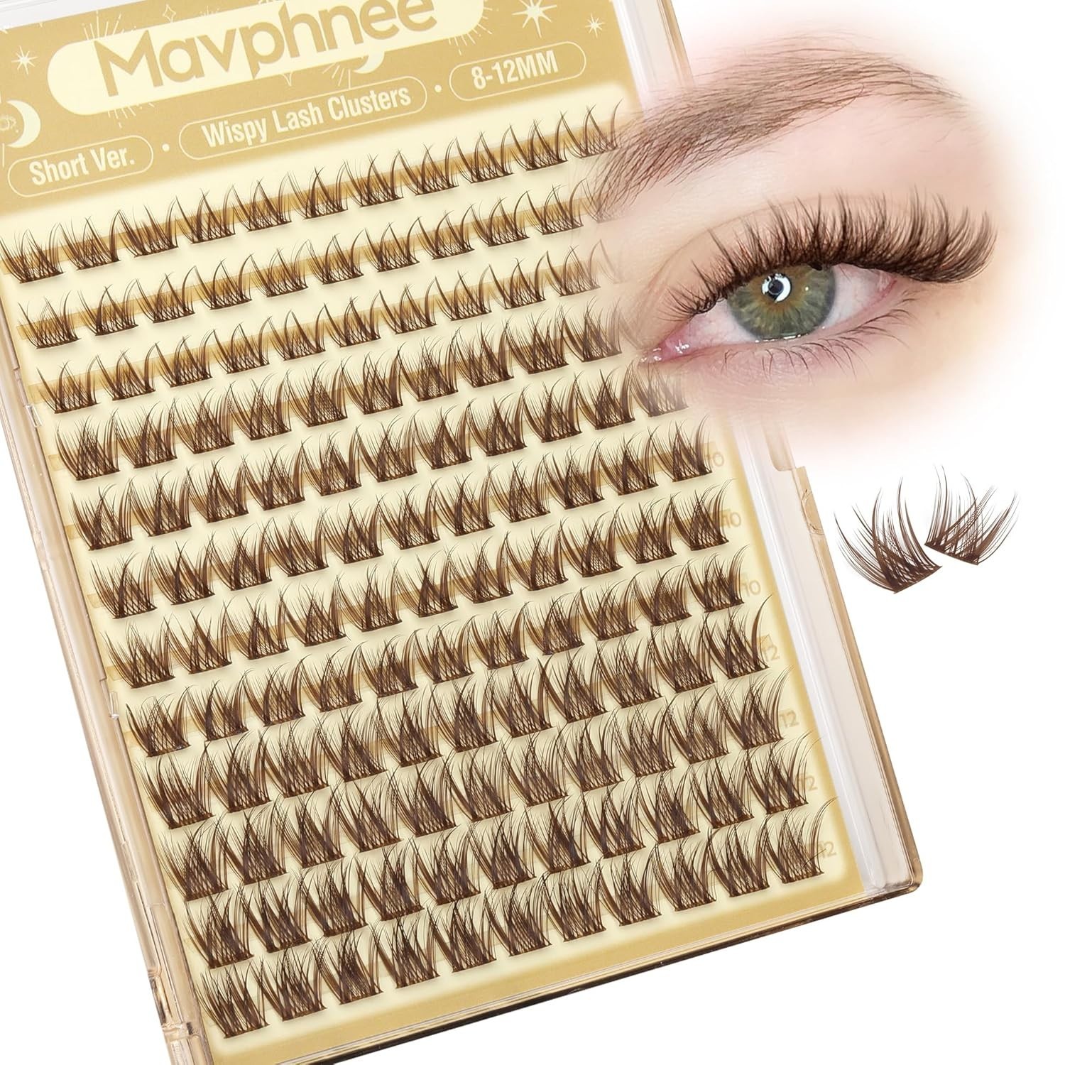 Brown Lash Clusters Short 8MM 10MM 12MM Eyelash Extensions Natural Cluster Lashe