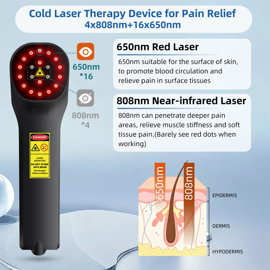 20 Diodes Pain Relief Soft Laser Therapy Device LLLT Red Light 650nm & 808nm NIR