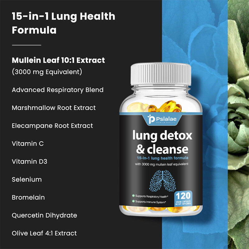 Lung Detox & Cleanse – Lung Support Supplements – with Quercetin, Mullein Leaf