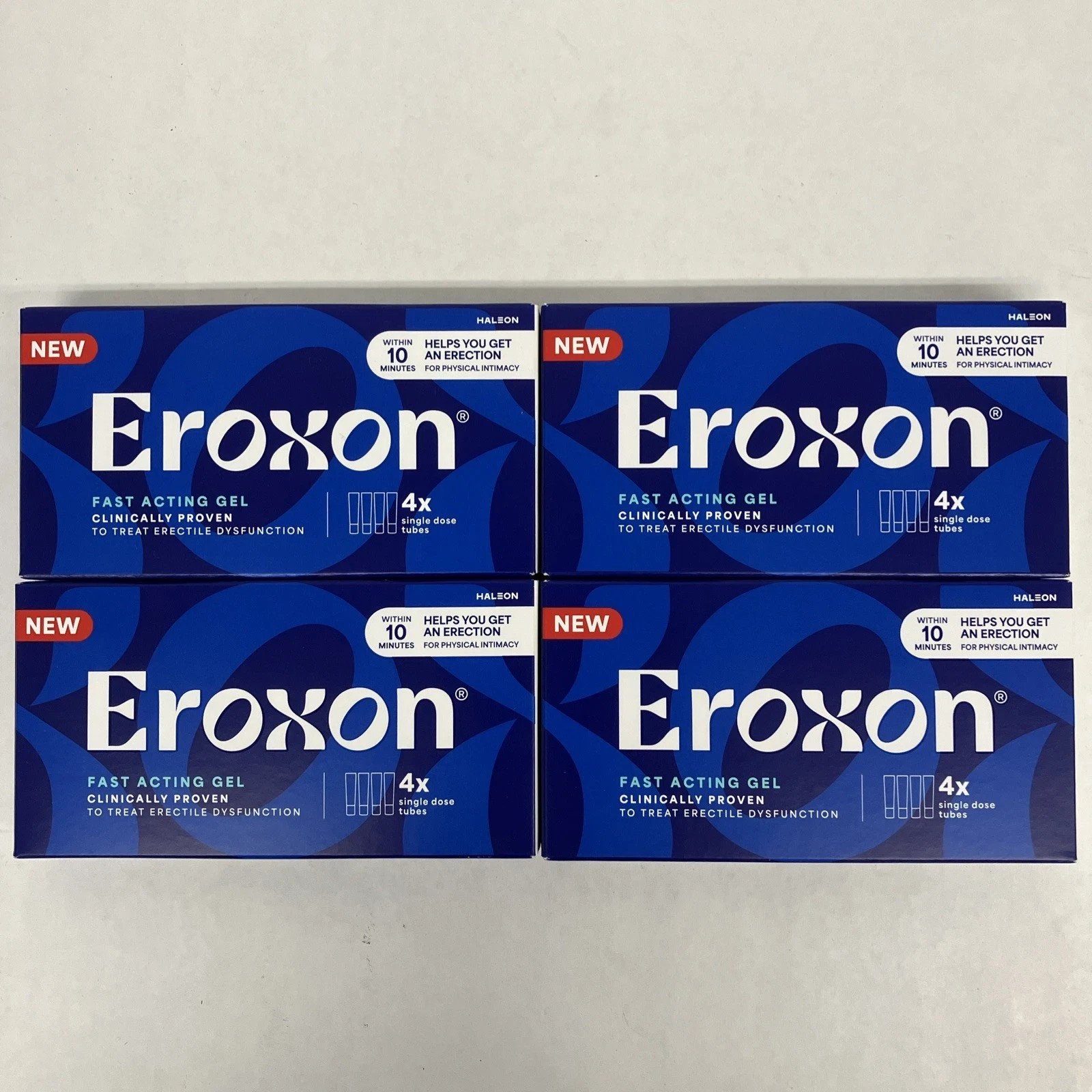 4 BOXES Eroxon StimGel Fast Acting Gel 16 Single Dose Tubes TOTAL Exp 10/26