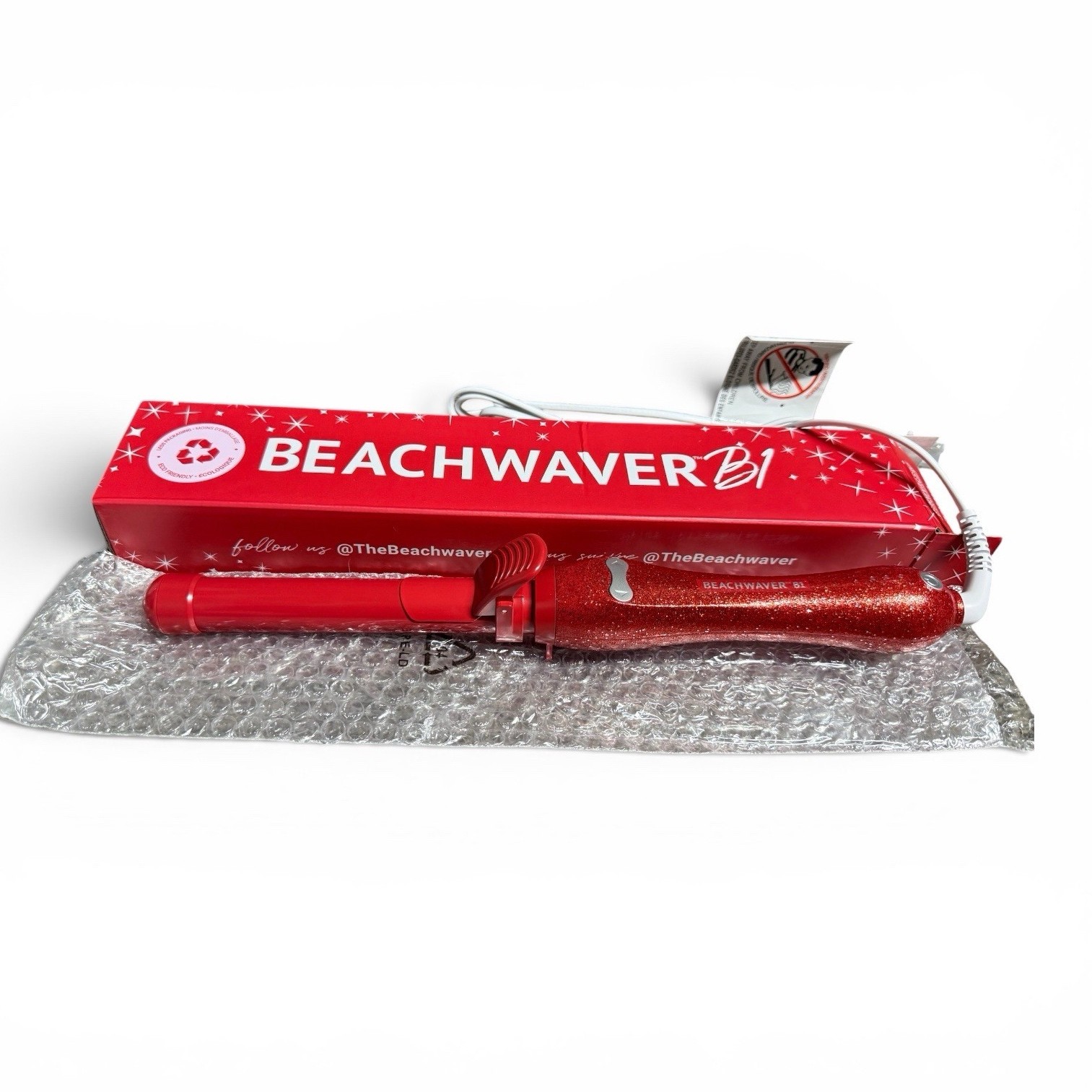 BEACHWAVER B1 1in Rotating Curling Iron Ceramic Plate 410°F Red