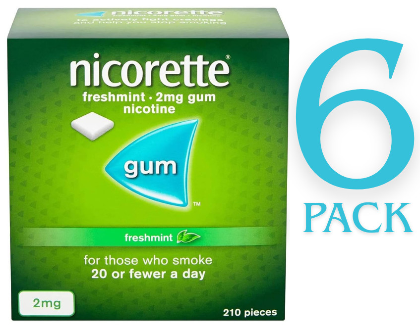 6 x Nicorette Fresh mint Gum 2Mg 210 Pieces – USA SELLER – SUPER FAST SHIPPING