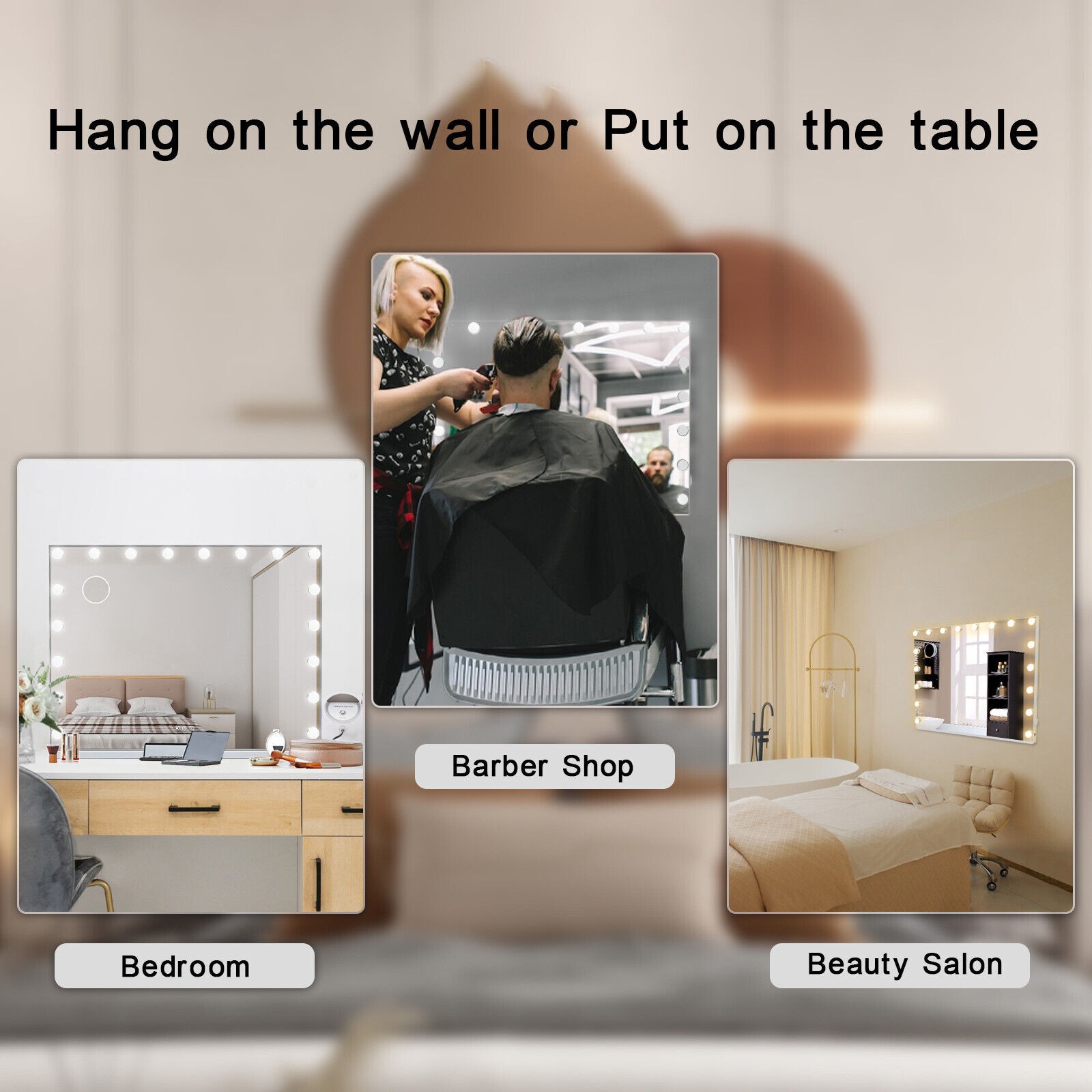 24″ Vanity Mirror with LED Lights Tabletop Makeup Mirror Magnify Hollywood Touch