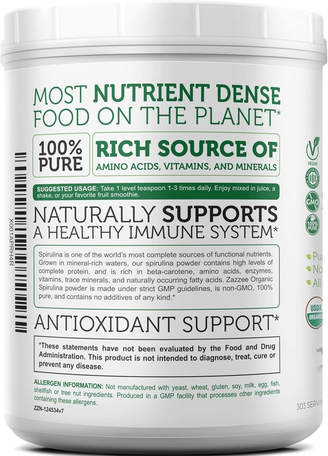 2.2 Pounds USDA Certified Organic Spirulina Powder – Energy Boosting Superfood