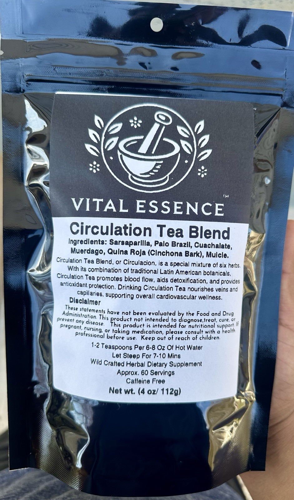 Vital Essence Circulation Tea Blend 4oz Loose Leaf -Herbal Detox & Heart Support