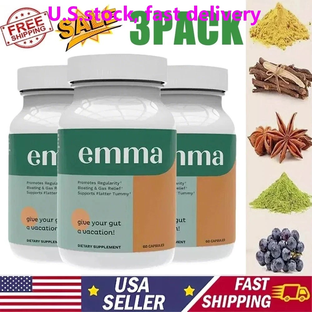 3 Pack Emma Gut Health Supplement 180 Capsules for Bloating Relief & Leaky Gut