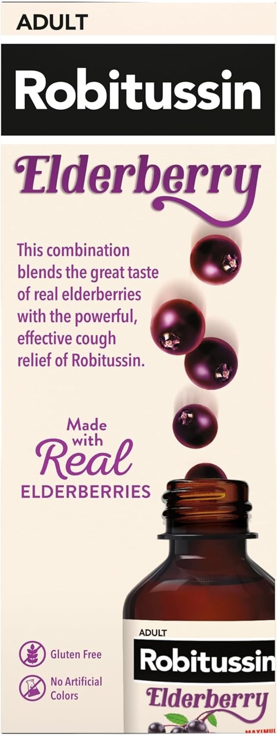 Maximum Strength Elderberry Cough Plus Chest Congestion DM, Cough Suppressant…