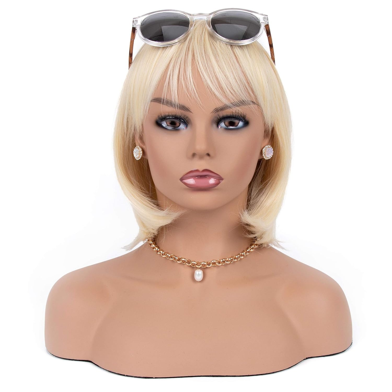 16.5″ Realistic Female Mannequin Head with shoulder Wig Display Bust Stand 7645