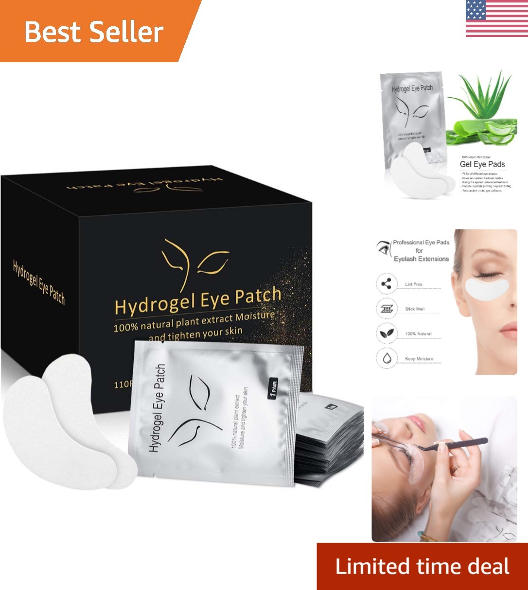 100 Pairs Unscented Hydrogel Eye Patches – & Moisturizing for Extensions