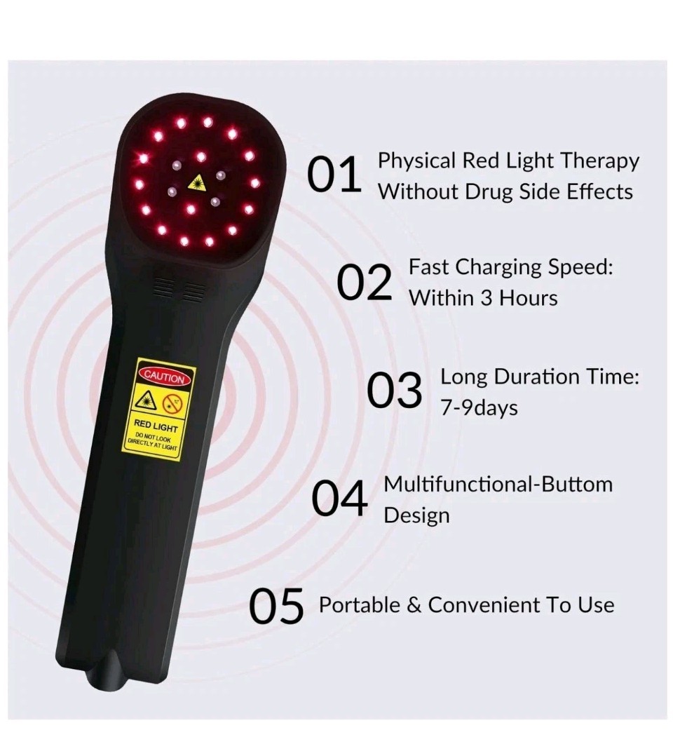 Toponechoice Red Light Therapy Device, 4x808nm+16x650nm Treatment *Open Box*