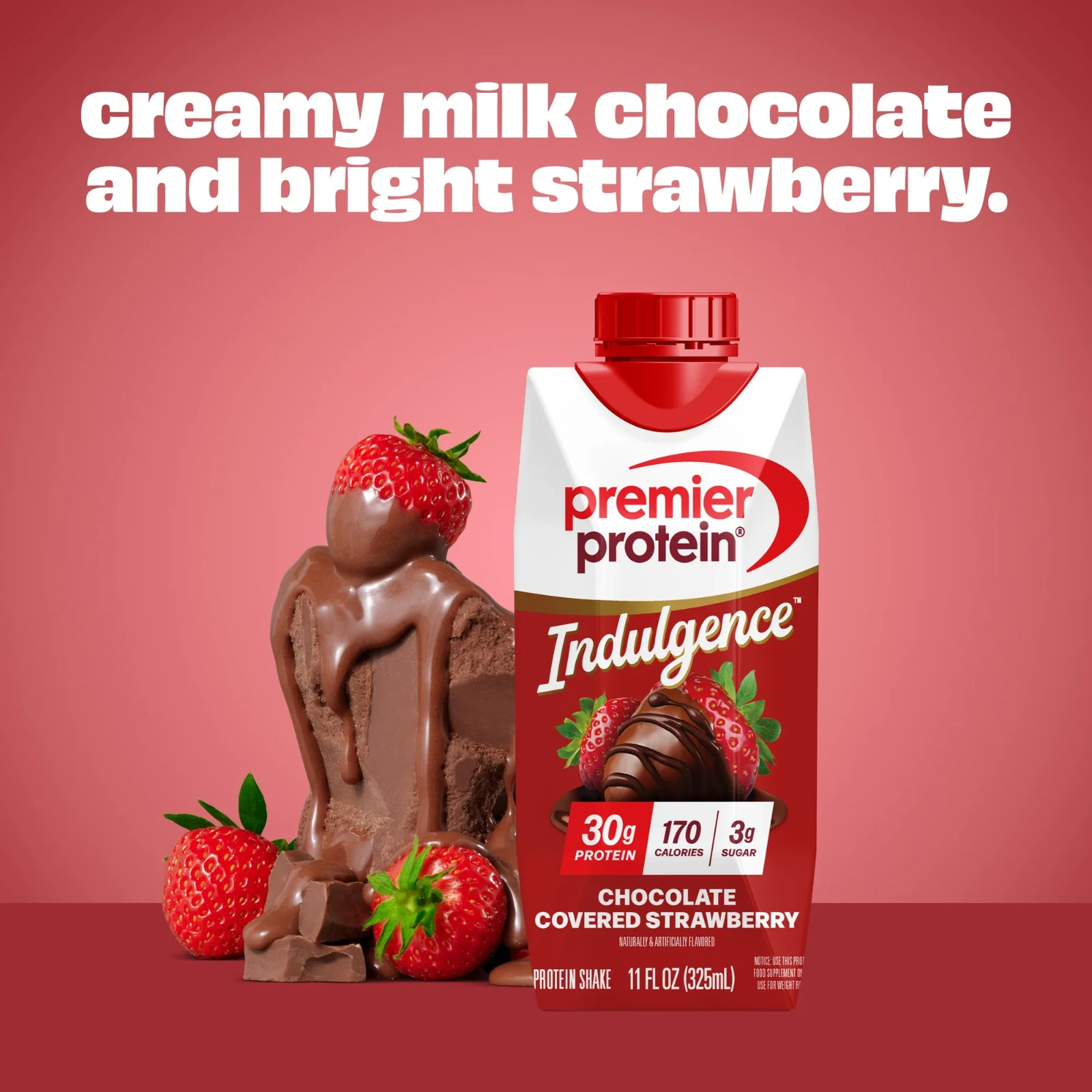 Premier Protein Indulgence Shake, Chocolate Covered Strawberry, 11 fl oz, 12 Ct