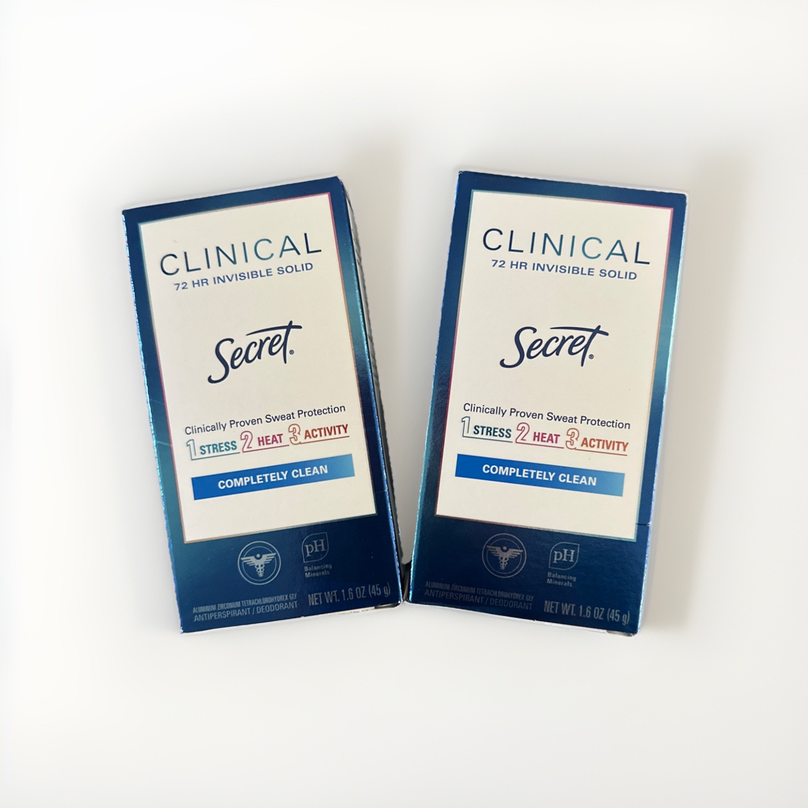 2 – Secret Clinical 72 Hr Invisible Solid Completely Clean 1.6 oz Lot NEW