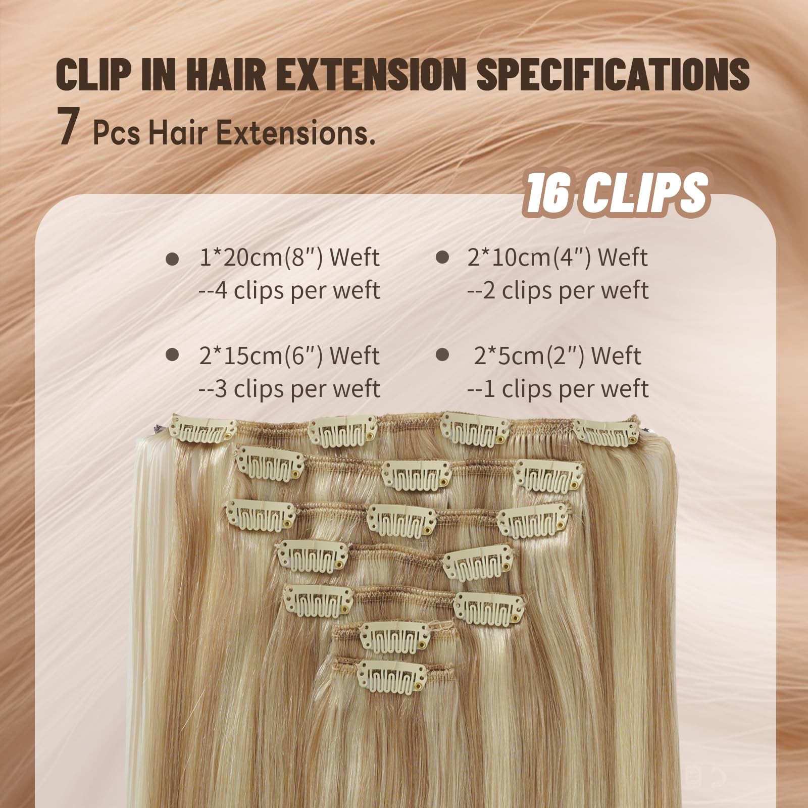 Luxetress Clip In Hair Extensions Real Human Hair 22 Inch 120G 7Pcs Remy