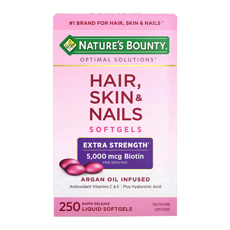 Nature’s Bounty Hair Skin & Nails Extra Strength 250 Softgels 5000 mcg Biotin