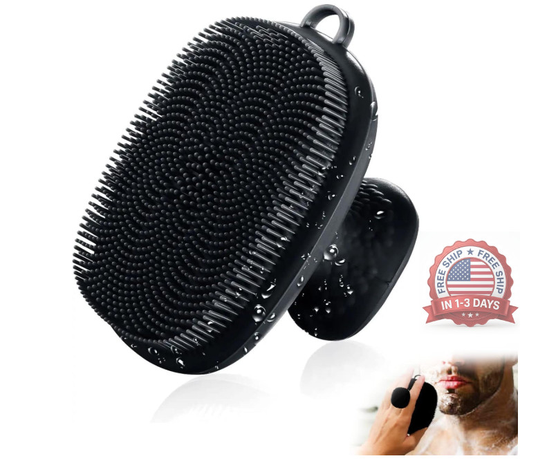 Premium Silicone Face Scrubber for Men – Manual Facial Cleansing Brush, Black