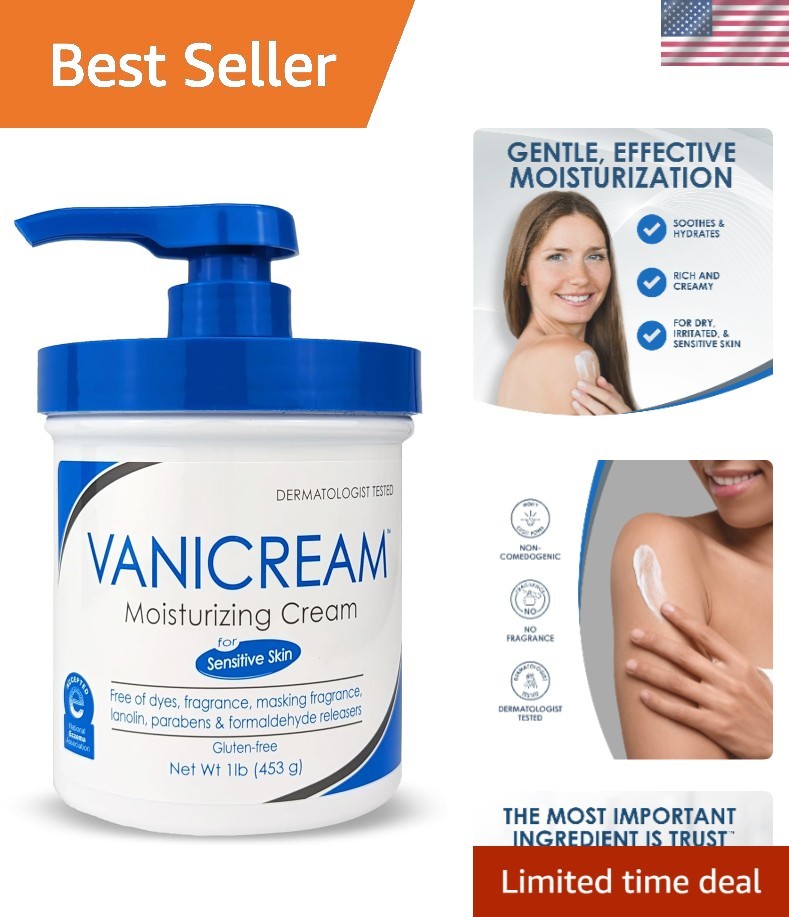 Vanicream Moisturizing Cream for Sensitive Skin – 16 Fl Oz with Pump Dispenser