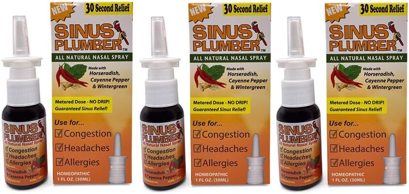 3 Pack – Sinus Plumber Pepper Nasal Spray For Allergies, Congestion & Headaches