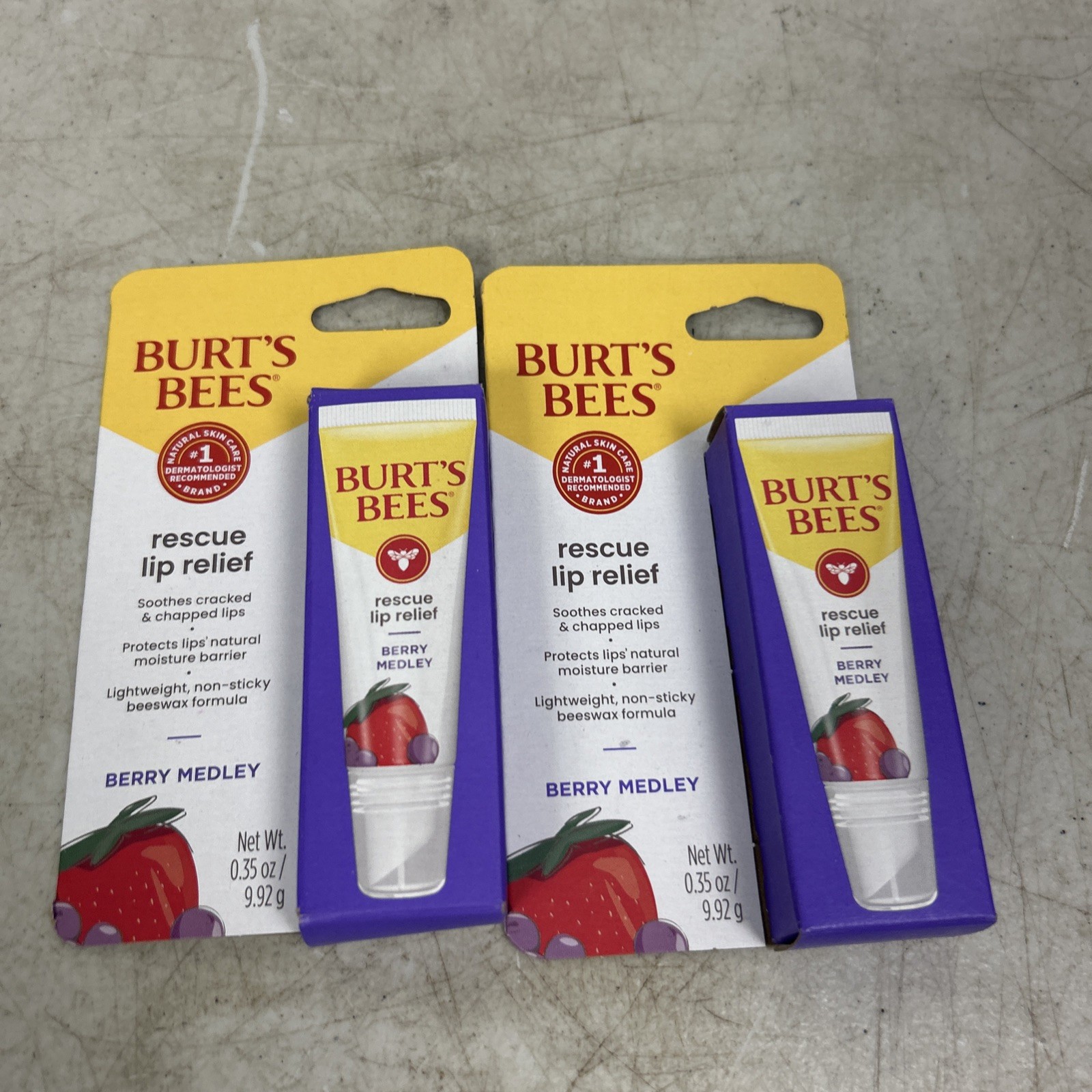 2X BURT’S BEES Rescue Lip Relief *Berry Medley* .35oz/9.92g