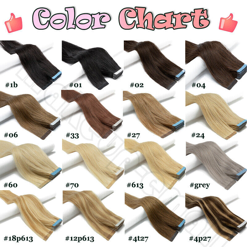 40PCS Tape In On Stick Remy Human Hair Extensions Skin Weft 10″-24″ Thick Blonde