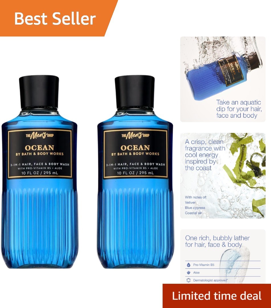 Ocean Breeze 3-in-1 Men’s Wash – Cypress Scent, Pack of 2