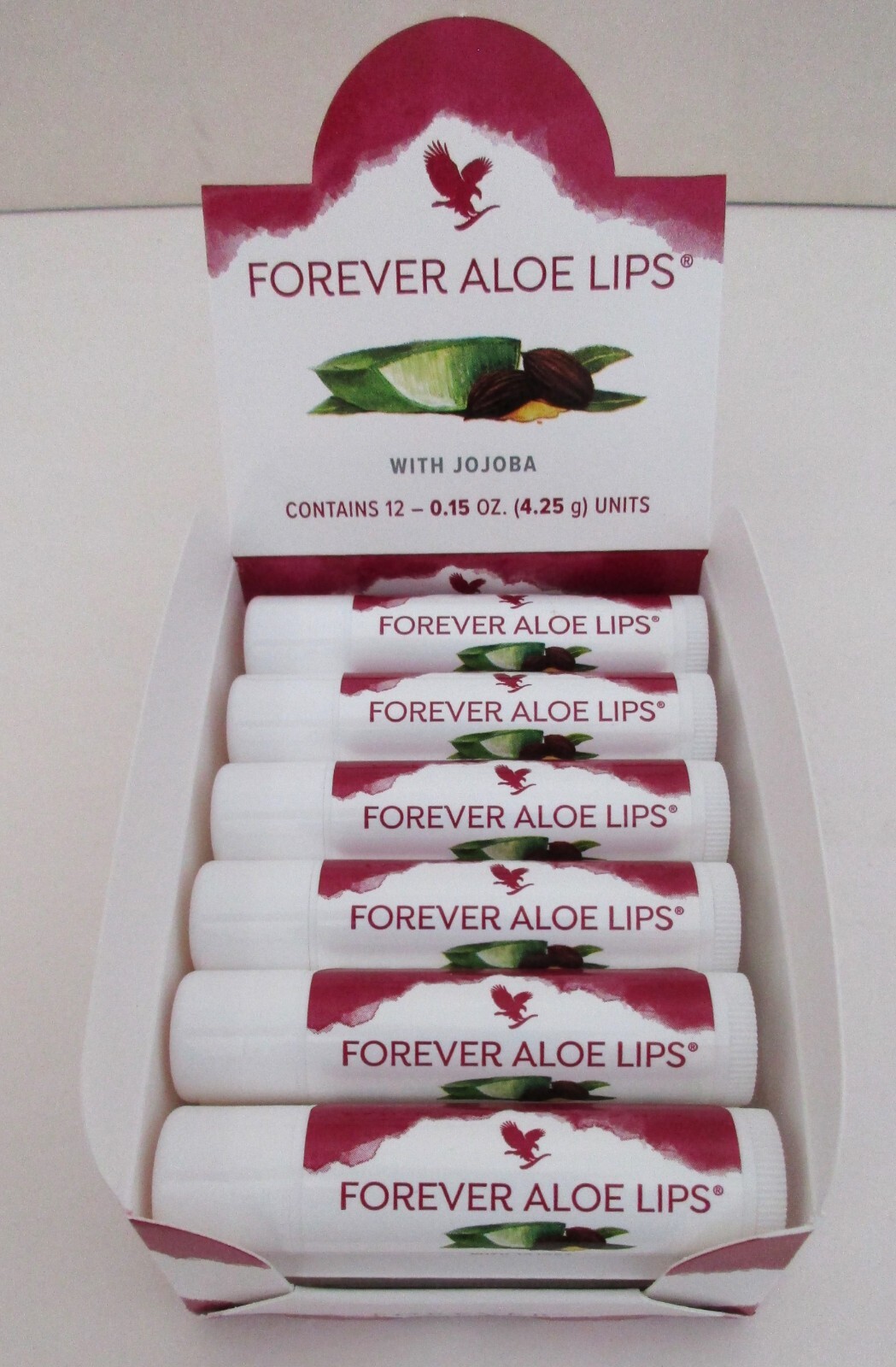 Box/12 ALOE LIPS Jojoba Beeswax Soothing Lip Stick Balm Gloss Forever EXP 7/28