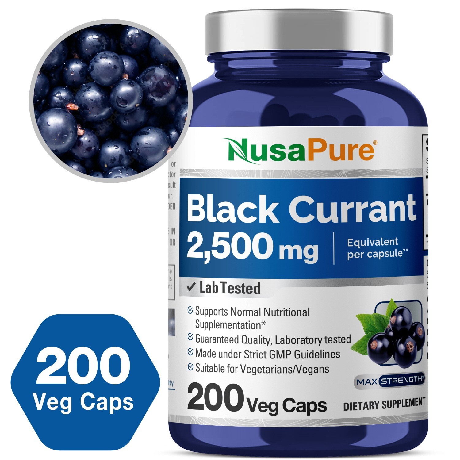 NusaPure Black Currant 2500 Mg Equivalent Per Powder Caps 200 Veggie Capsules