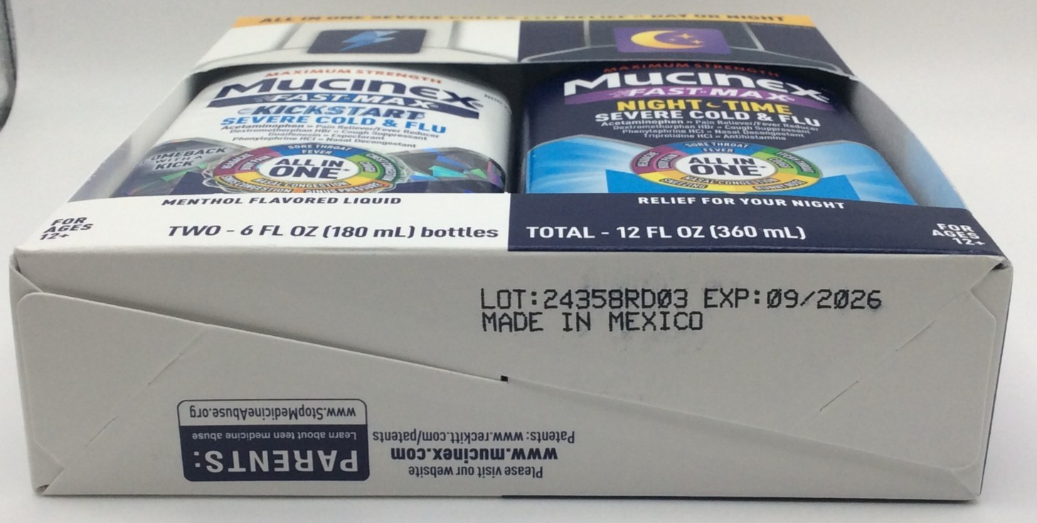 Mucinex Fast Max Day & Night Time Cold & Flu All in One Pack 6 oz 🎈09/2026🎈