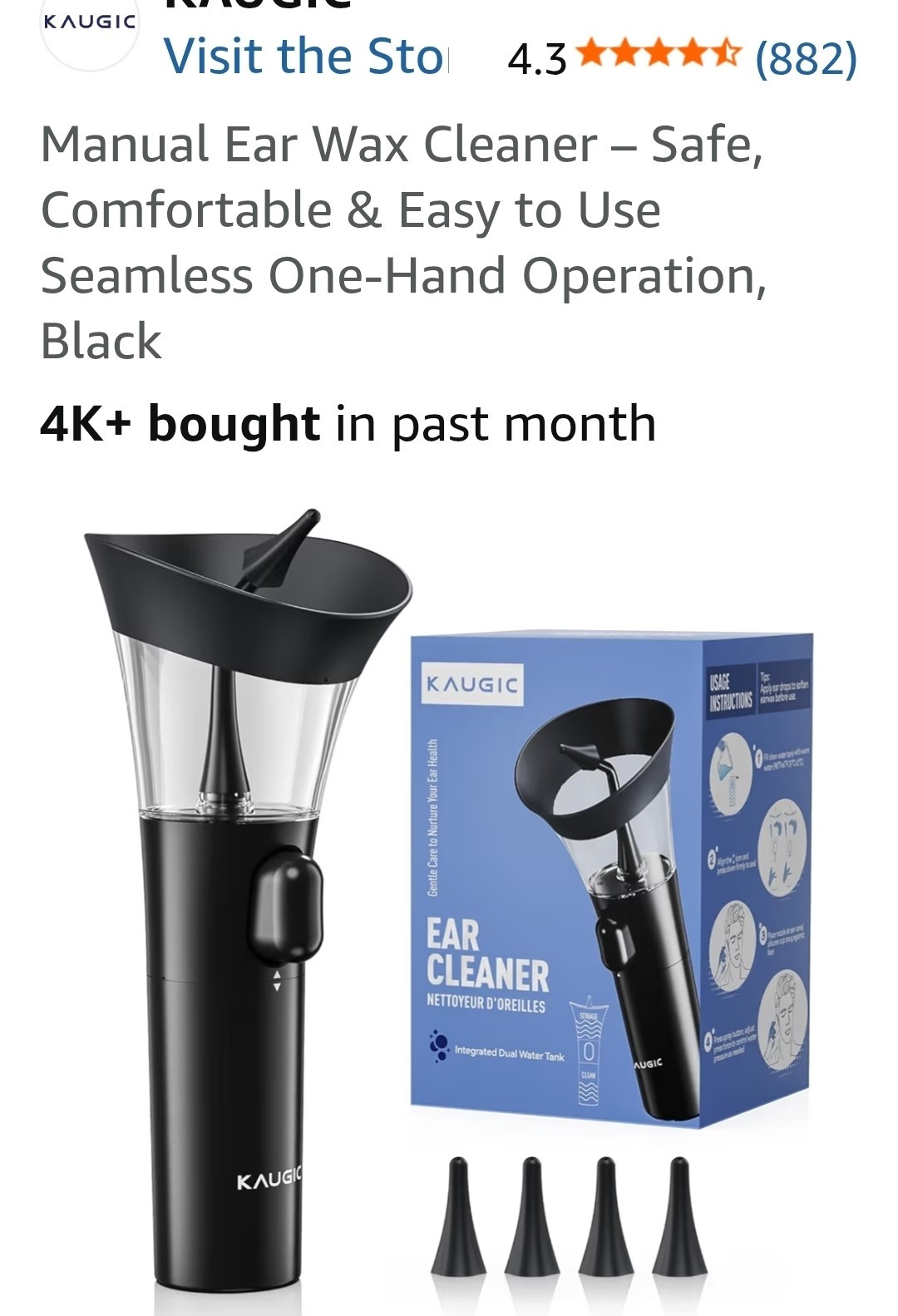 KAUGIC Manual Ear Wax Cleaner – Safe, Comfortable & Easy to Use Seamless OneH…
