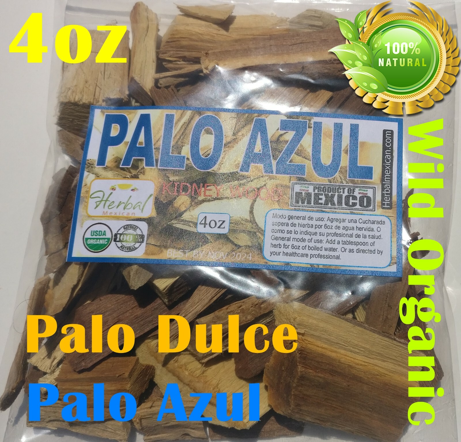 Palo Dulce Te o Blue stick o Palo azul o kidneywood Tea Natural Detox 4oz !!!!