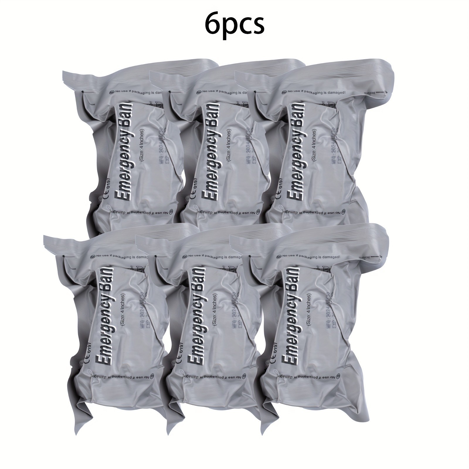6 PACK 4″ Trauma Bandage Emergency Israeli Style Battle Wound Dressing First Aid