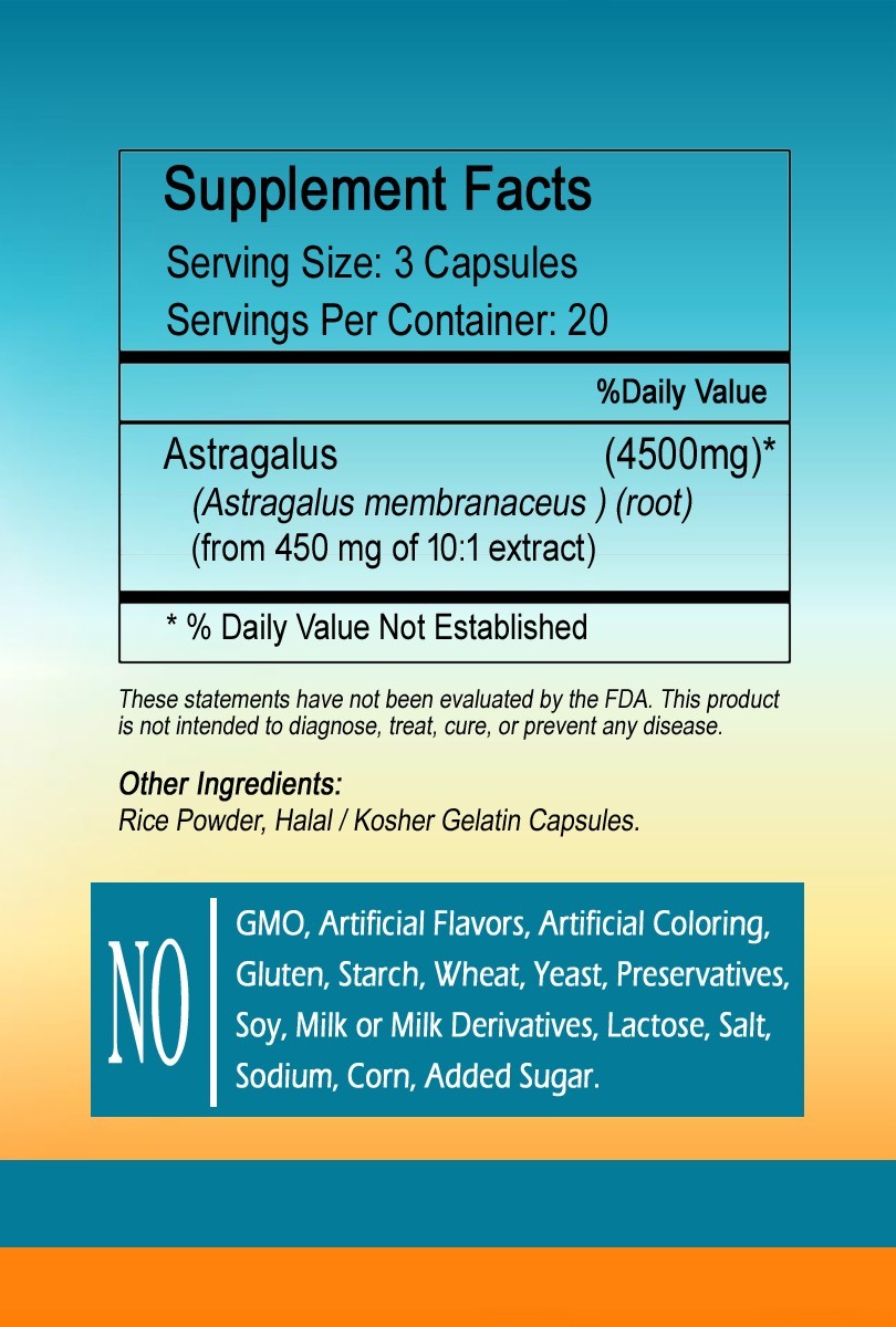 Astragalus 4500mg Capsules serving- USA Deal