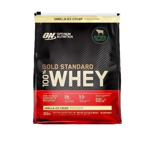 Optimum Nutrition Gold Standard 100% Whey Protein Powder, Vanilla Ice Cream, 5.4
