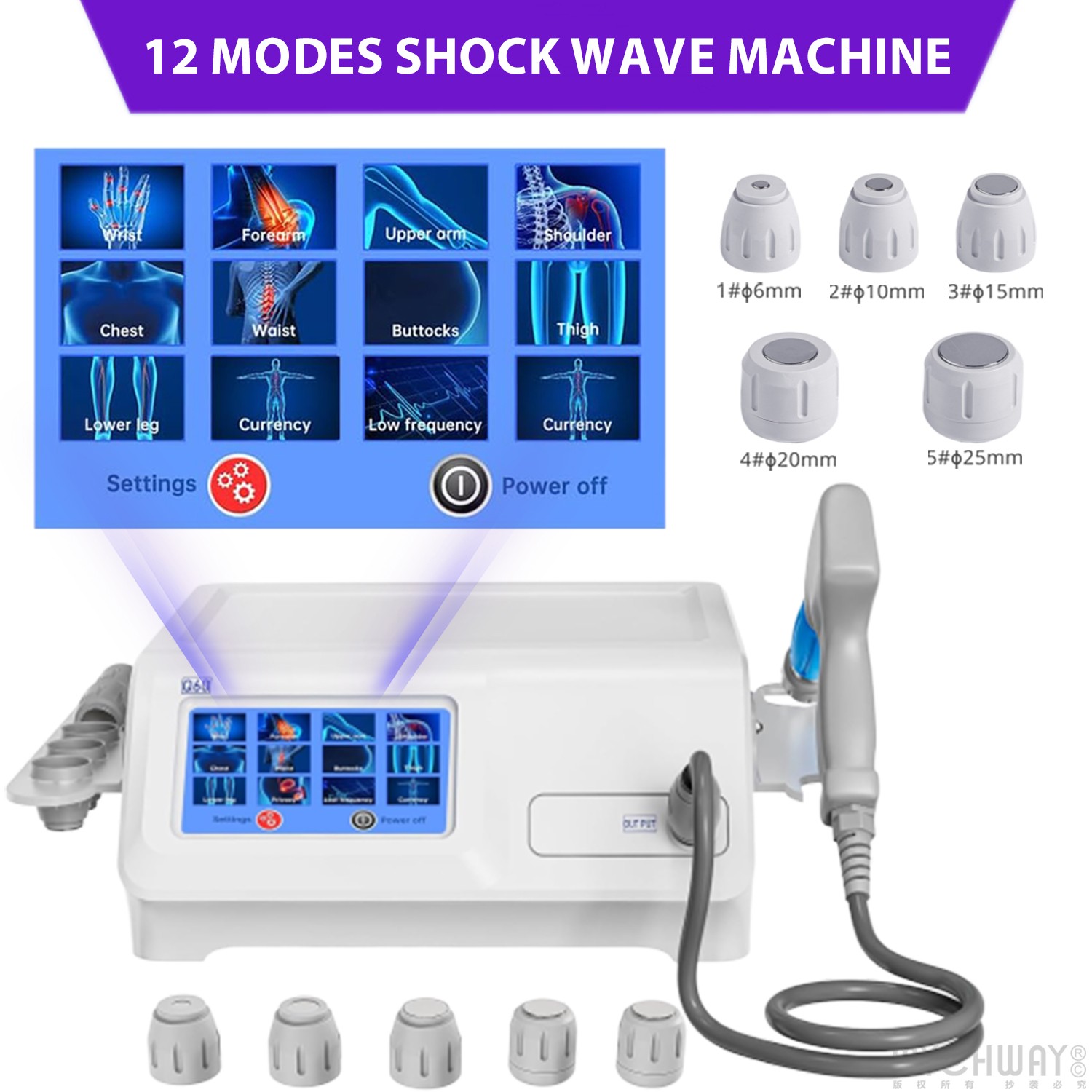 Kalecope ESWT 8 Bar Pneumatic ED Shockwave Therapy Machine Body Pain Relief Home