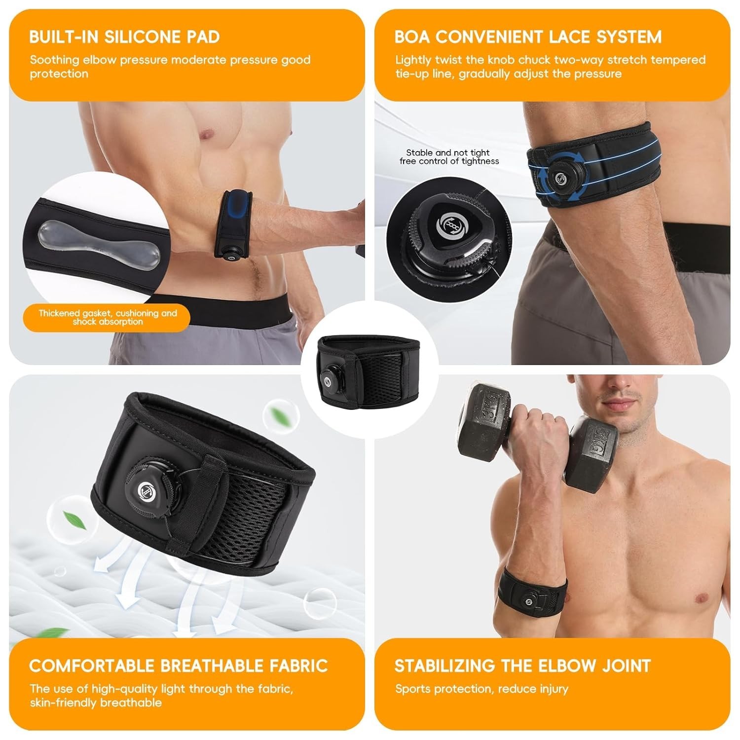 Elbow Sleeve Brace Wrap Adjustable Support Arm Arthritis Tendonitis Pain Relief
