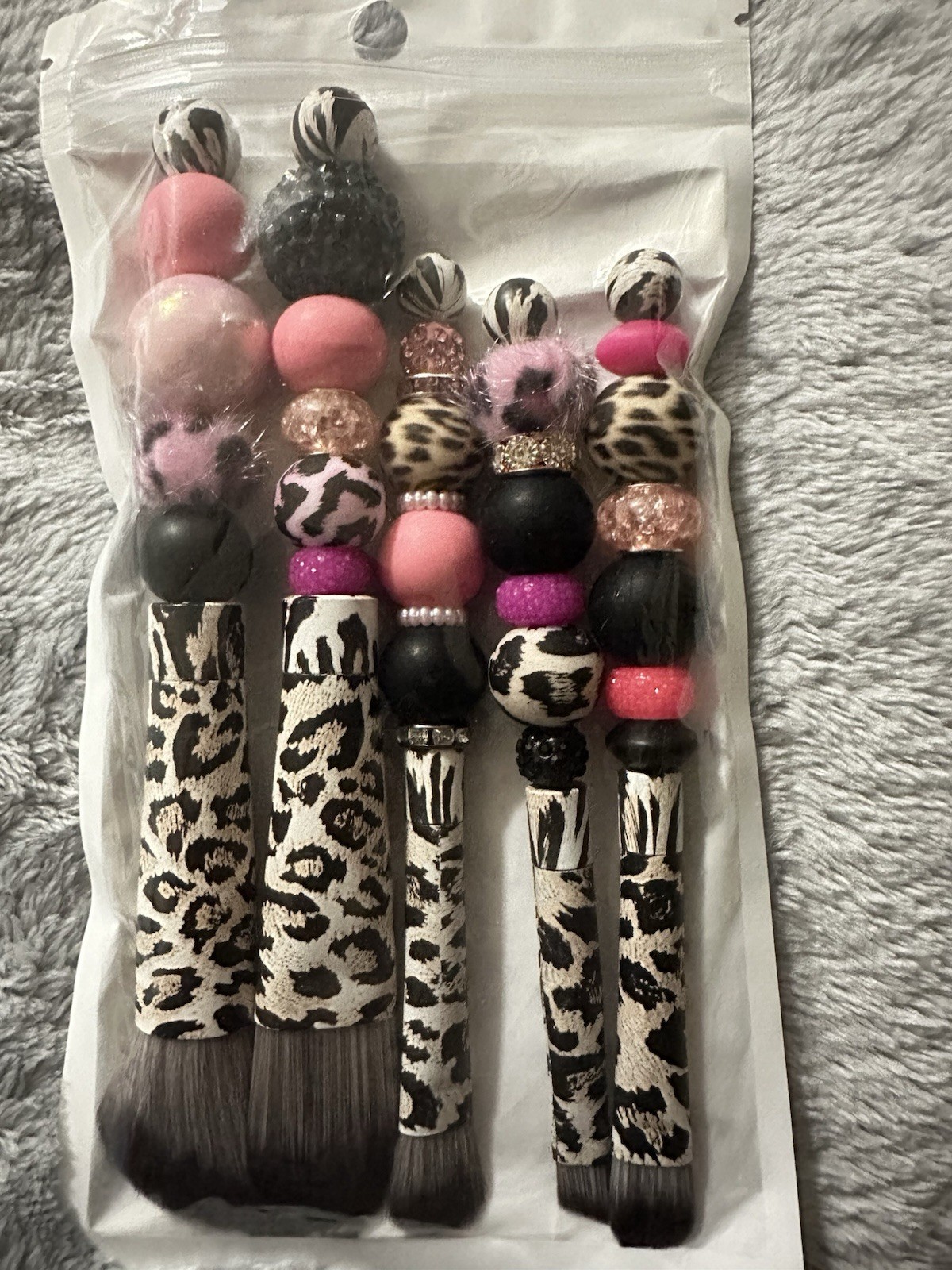 Multicolor Leopard Animal Print Cruelty-Free Synthetic Makeup Brush Set