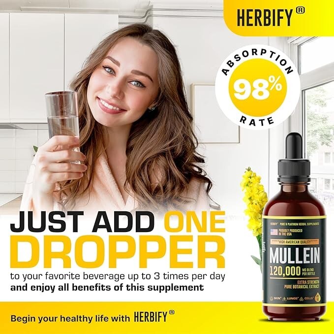 Mullein Drops – Lung Cleanse – Mullein Leaf Extract – Powerful Mullein for Im…