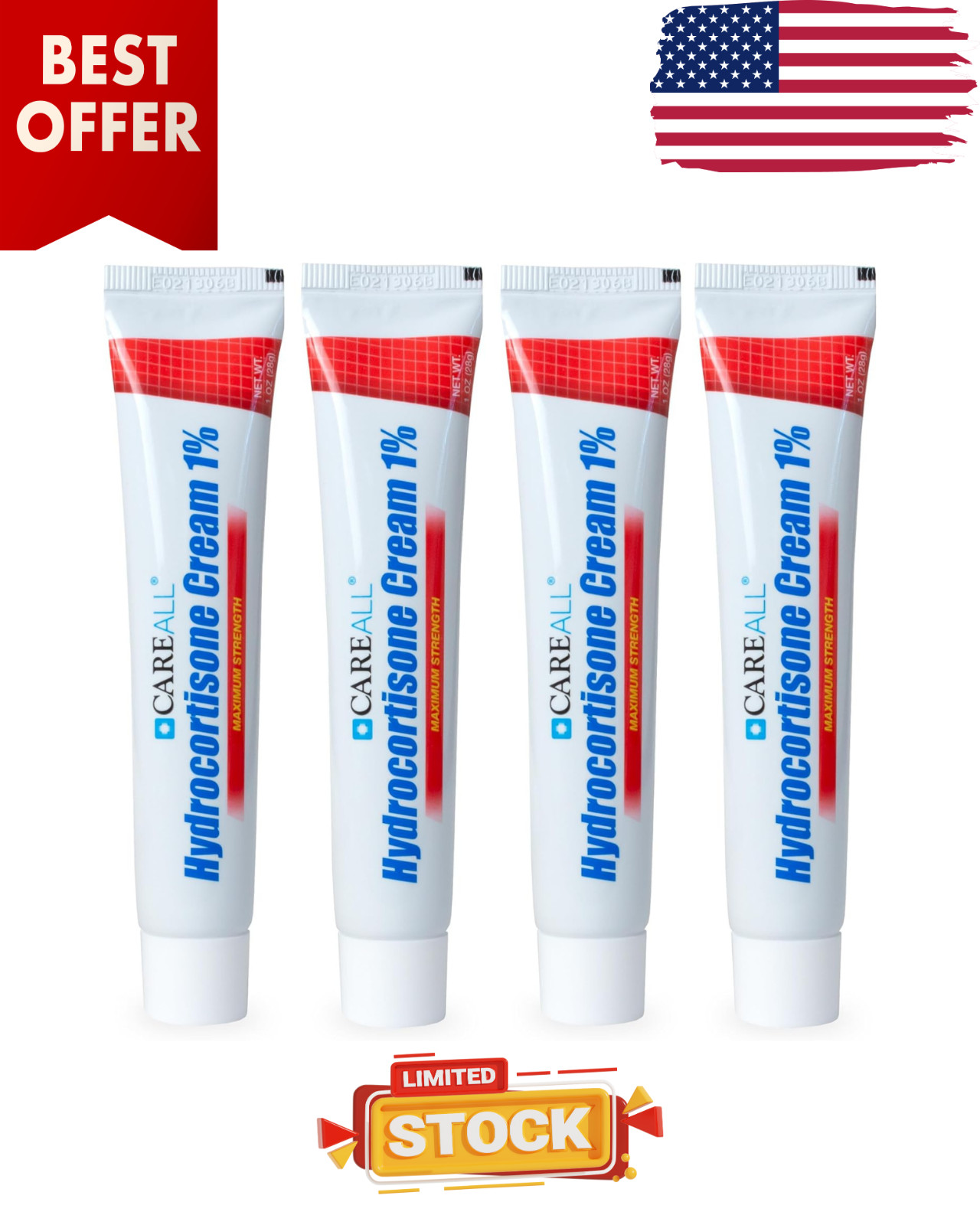 Hydrocortisone Cream 1, 4oz Tube (Pack of 4), Maximum Strength Anti-Itch Cream