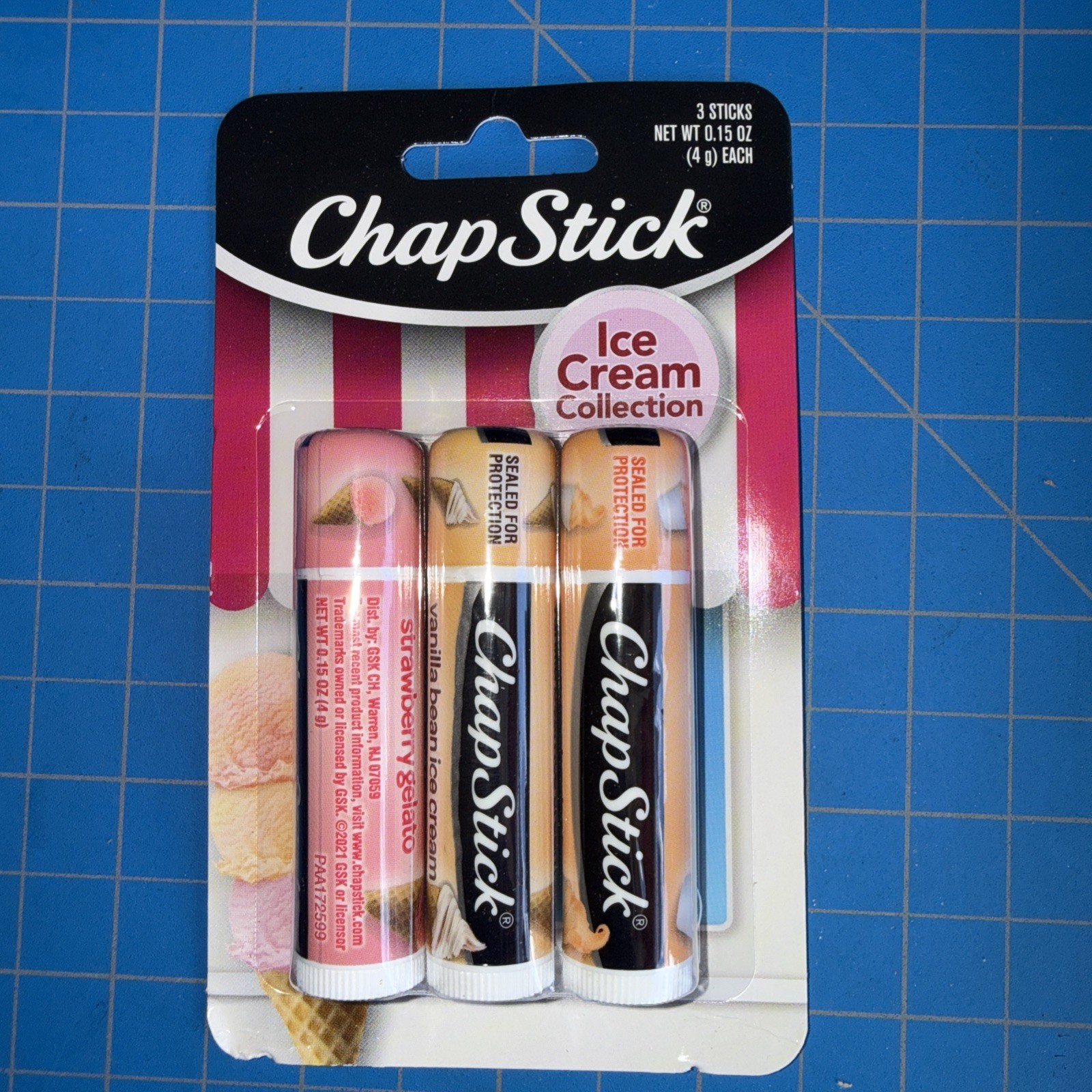 Chapstick Lip Balm Ice Cream Collection Strawberry Vanilla Orange Pack Of 3
