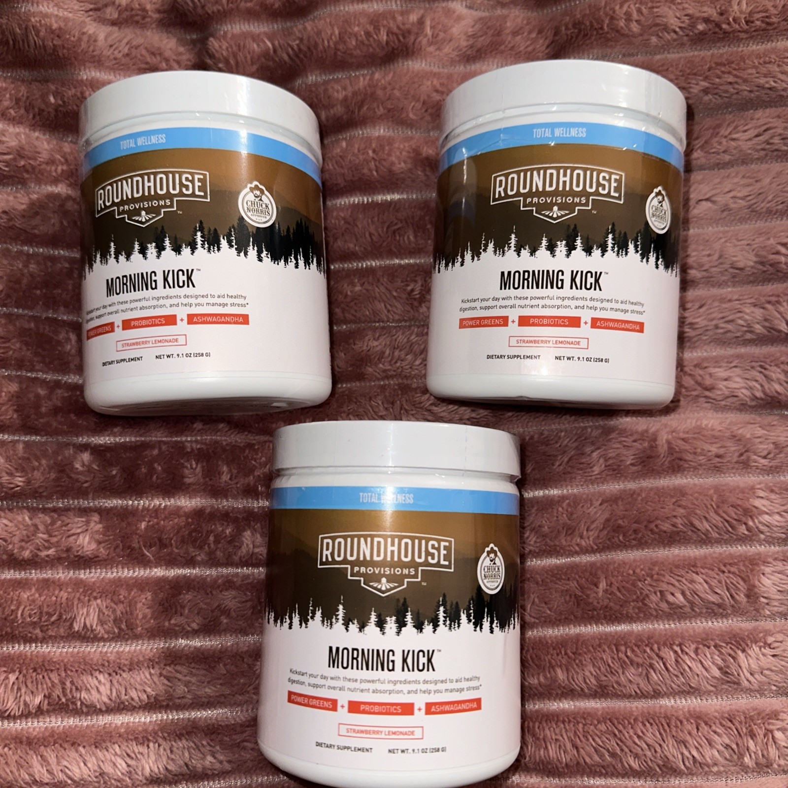 Roundhouse Provisions Morning Kick Greens Powder, Strawberry Lemonade 3 Pack