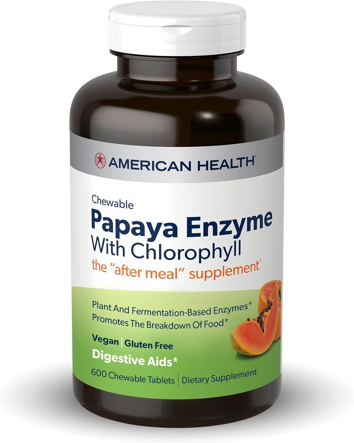 Digestive Support with Papaya Enzyme & Chlorophyll – 600 Count Chewable Tablets